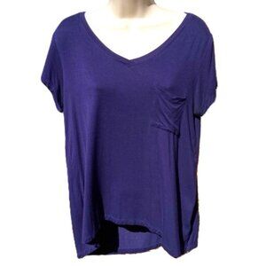 CABLE & GAUGE V-neck Short Sleeve Pocket Highlow T-shirt In Angelfish Blue Large